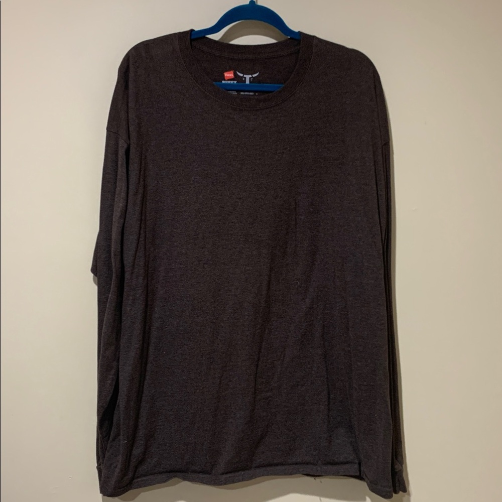 Hanes Beefy T brown long sleeve shirt